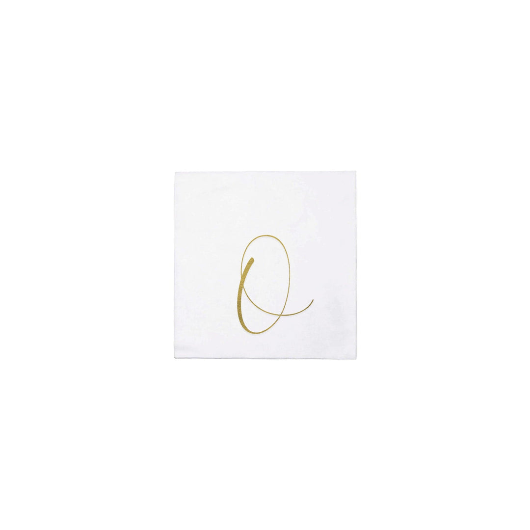 Papersoft Napkins Gold Monogram Cocktail Napkins - O (Pack of 20)