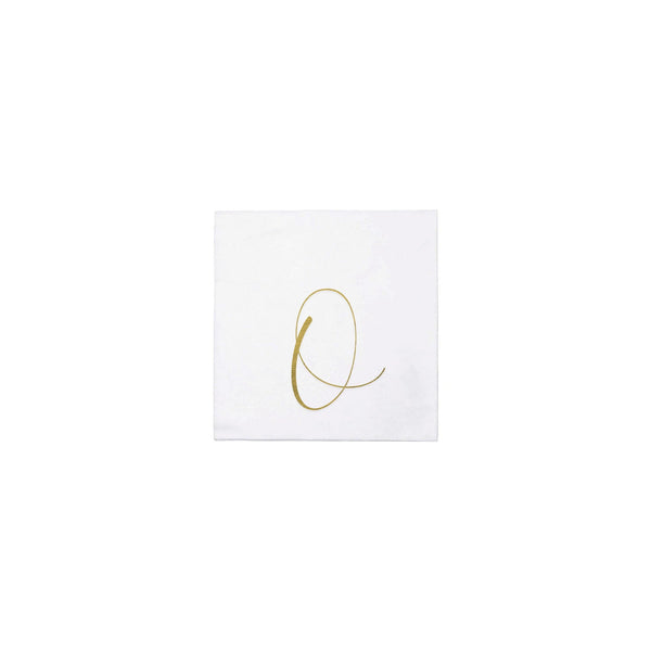 Papersoft Napkins Gold Monogram Cocktail Napkins - O (Pack of 20)