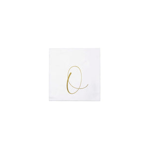 Papersoft Napkins Gold Monogram Cocktail Napkins - O (Pack of 20)