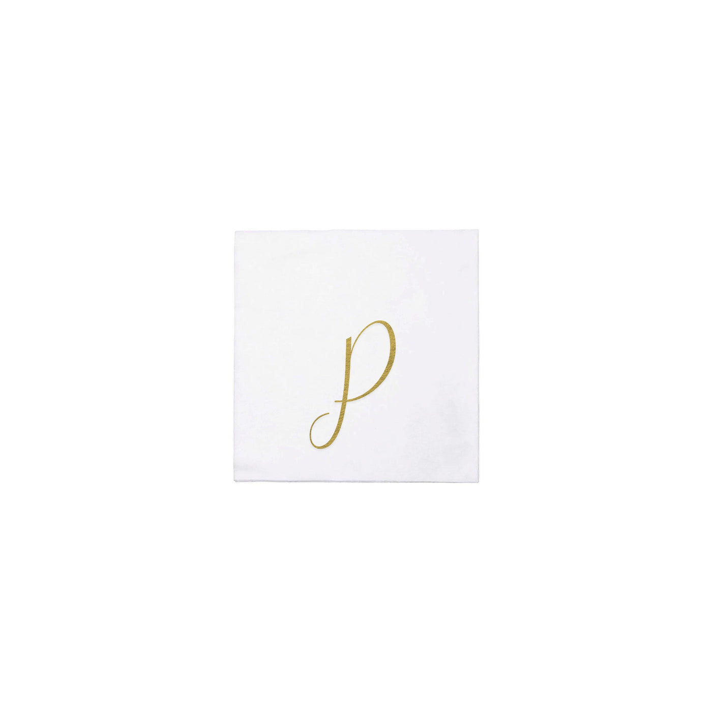 Papersoft Napkins Gold Monogram Cocktail Napkins - P (Pack of 20)