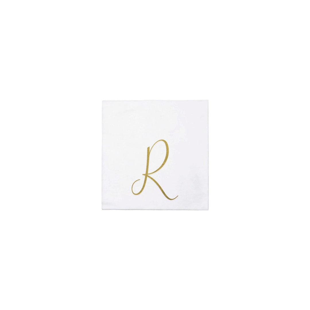 Papersoft Napkins Gold Monogram Cocktail Napkins - R (Pack of 20)