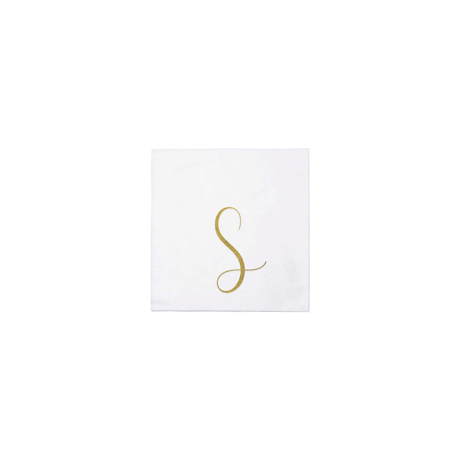 Papersoft Napkins Gold Monogram Cocktail Napkins - S (Pack of 20)