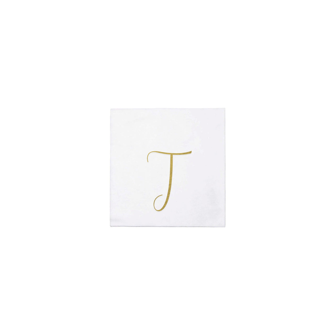 Papersoft Napkins Gold Monogram Cocktail Napkins - T (Pack of 20)