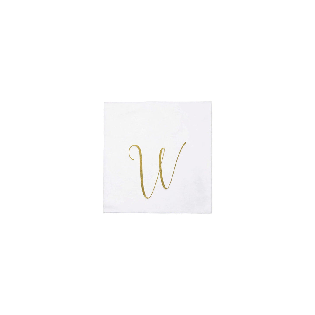 Papersoft Napkins Gold Monogram Cocktail Napkins - W (Pack of 20)