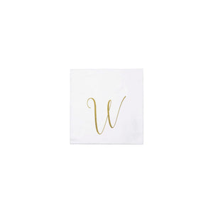 Papersoft Napkins Gold Monogram Cocktail Napkins - W (Pack of 20)