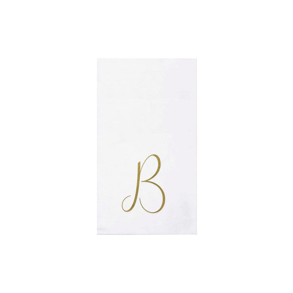 Papersoft Napkins Gold Monogram Guest Towels - B (Pack of 20)