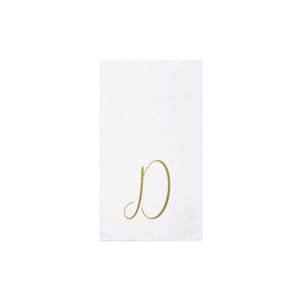 Papersoft Napkins Gold Monogram Guest Towels - D (Pack of 20)