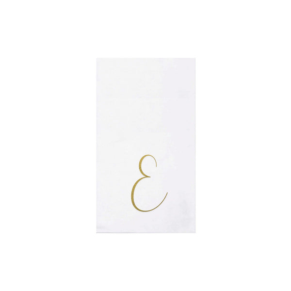 Papersoft Napkins Gold Monogram Guest Towels - E (Pack of 20)