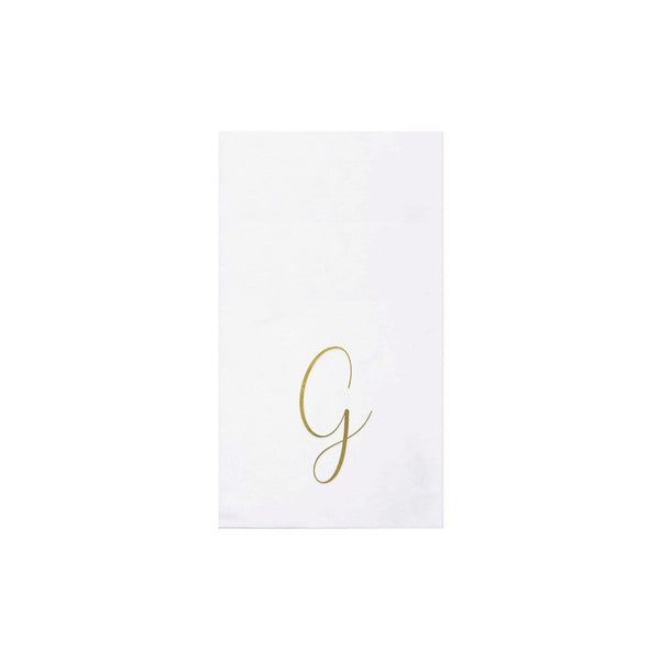 Papersoft Napkins Gold Monogram Guest Towels - G (Pack of 20)