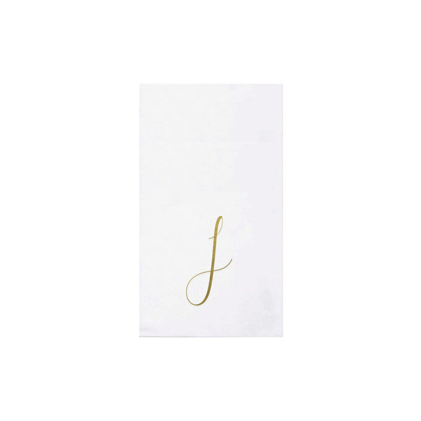 Papersoft Napkins Gold Monogram Guest Towels - J (Pack of 20)