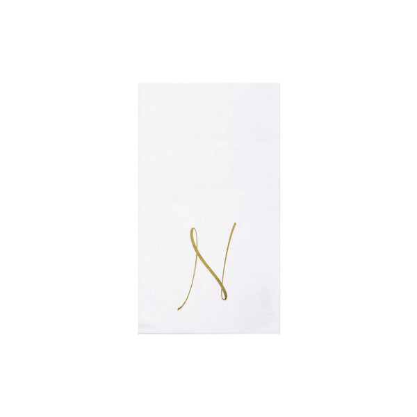 Papersoft Napkins Gold Monogram Guest Towels - N (Pack of 20)