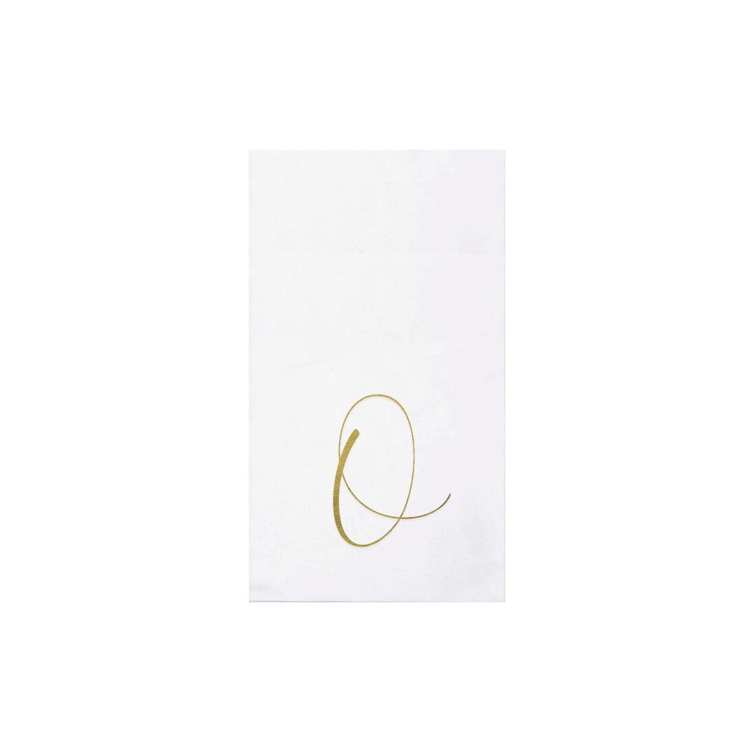 Papersoft Napkins Gold Monogram Guest Towels - O (Pack of 20)