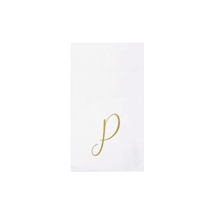 Papersoft Napkins Gold Monogram Guest Towels - P (Pack of 20)