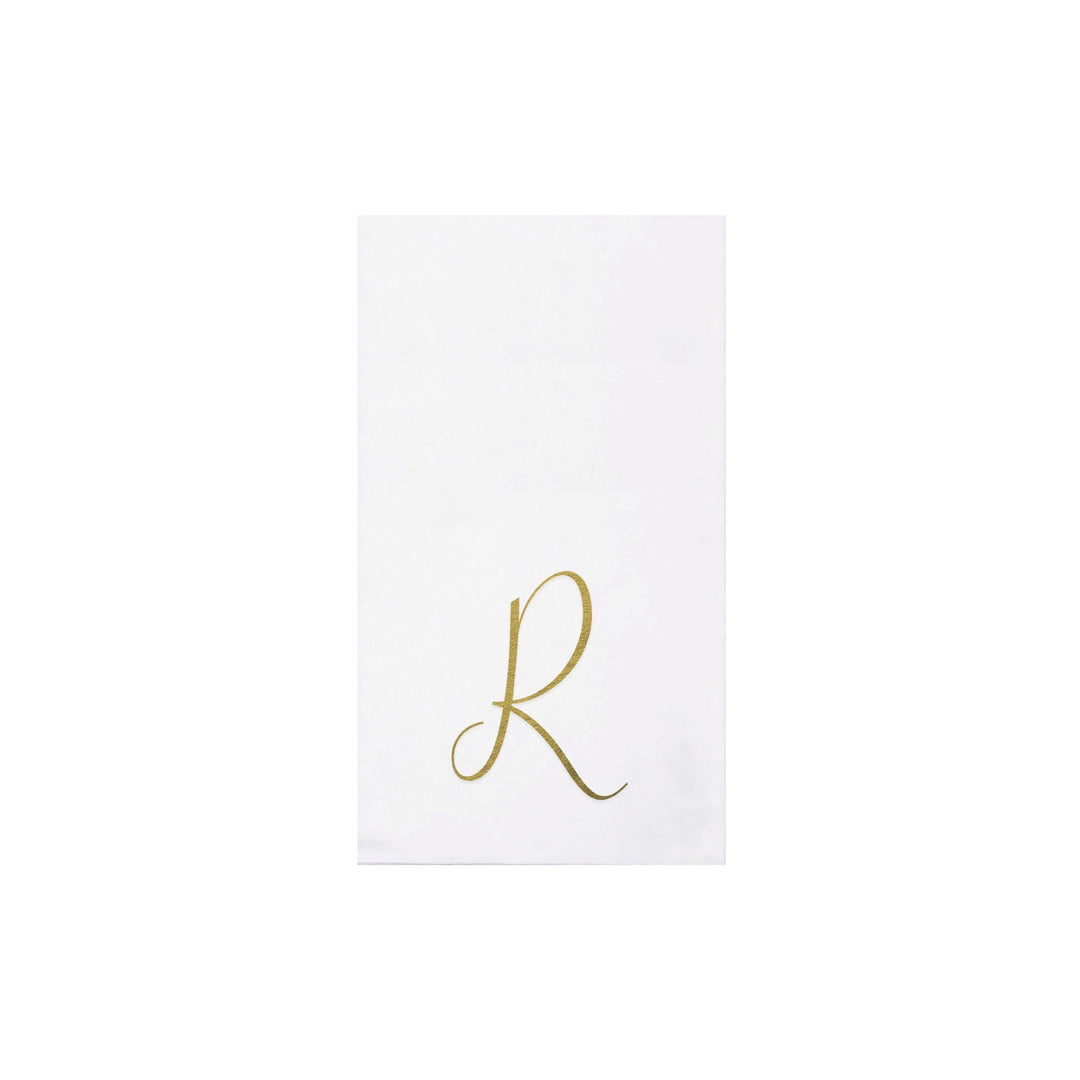 Papersoft Napkins Gold Monogram Guest Towels - R (Pack of 20)