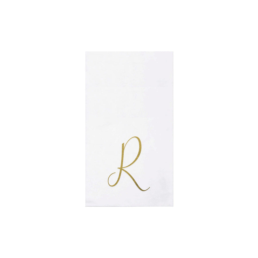 Papersoft Napkins Gold Monogram Guest Towels - R (Pack of 20)