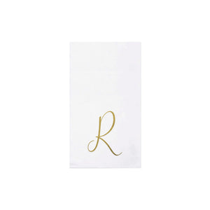 Papersoft Napkins Gold Monogram Guest Towels - R (Pack of 20)