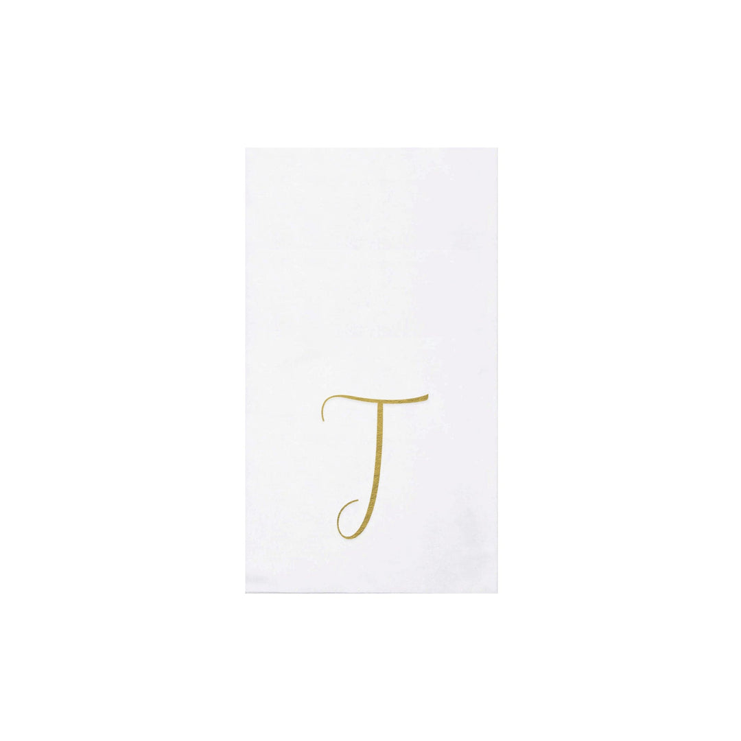 Papersoft Napkins Gold Monogram Guest Towels - T (Pack of 20)