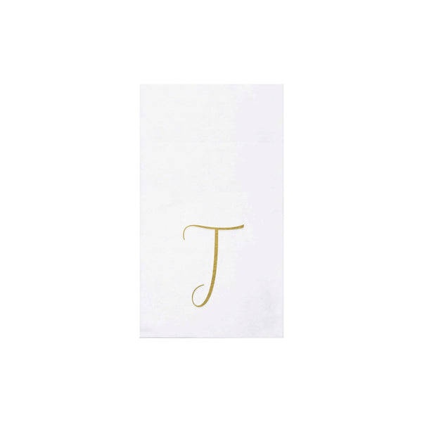 Papersoft Napkins Gold Monogram Guest Towels - T (Pack of 20)