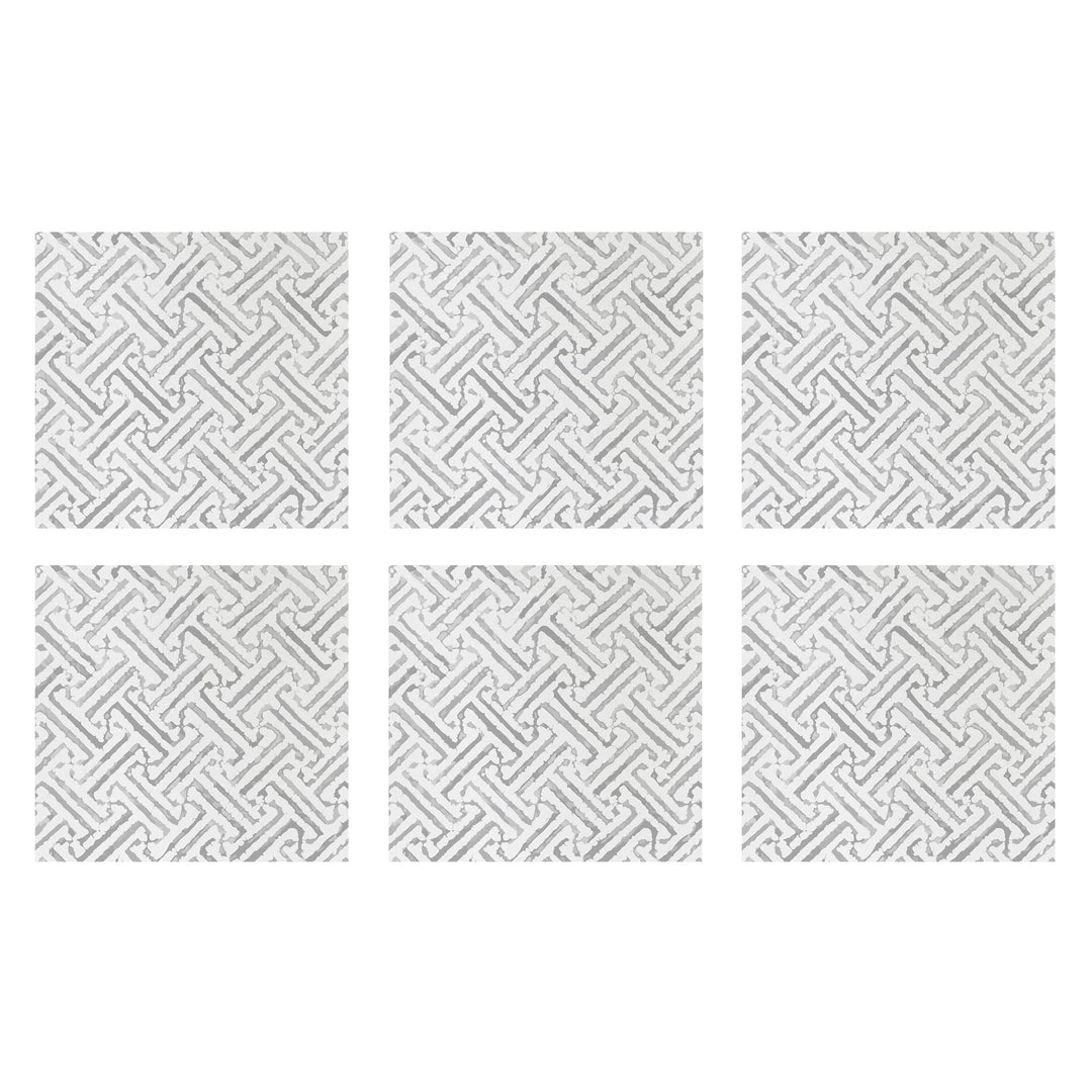 Papersoft Napkins Greek Key Light Gray Cocktail Napkins (Pack of 20) - Set of 6