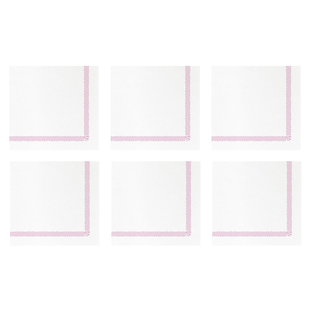 Papersoft Napkins Fringe Pink Cocktail Napkins (Pack of 20) - Set of 6