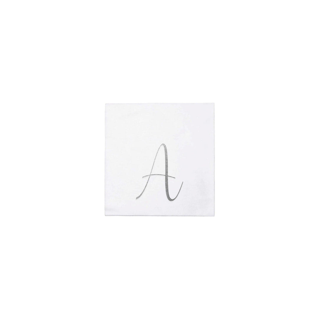 Papersoft Napkins Monogram Cockail Napkins Pack of 20 - A Silver