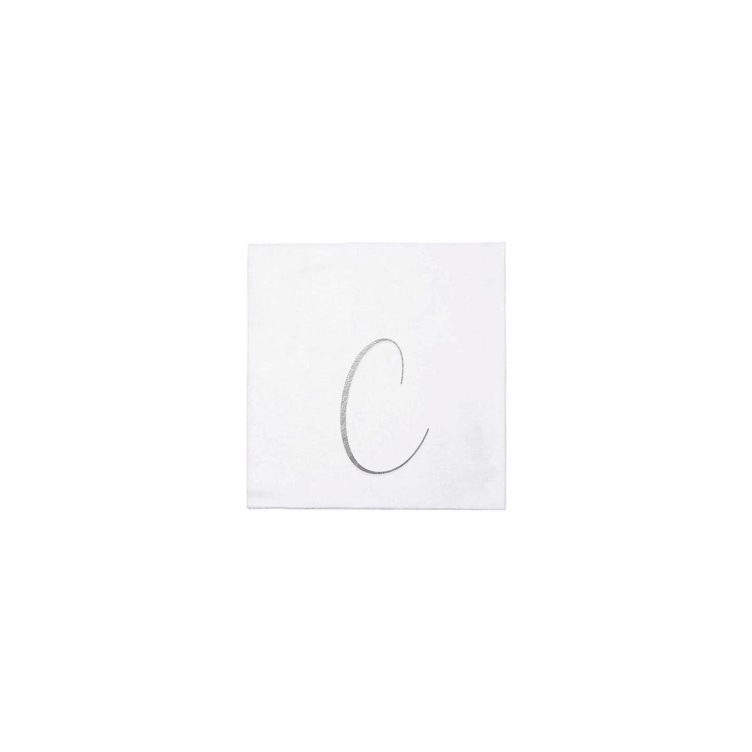 Papersoft Napkins Monogram Cockail Napkins Pack of 20 - C Silver