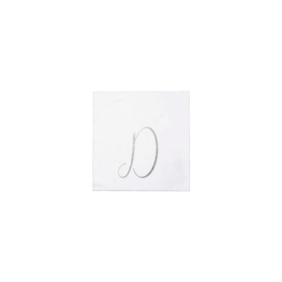 Papersoft Napkins Monogram Cockail Napkins Pack of 20 - D Silver