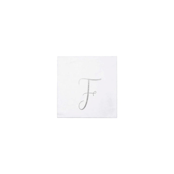 Papersoft Napkins Monogram Cockail Napkins Pack of 20 - F Silver