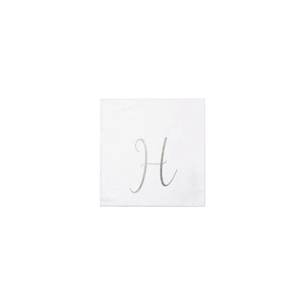 Papersoft Napkins Monogram Cockail Napkins Pack of 20 - H Silver