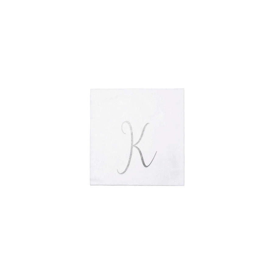 Papersoft Napkins Monogram Cockail Napkins Pack of 20 - K Silver