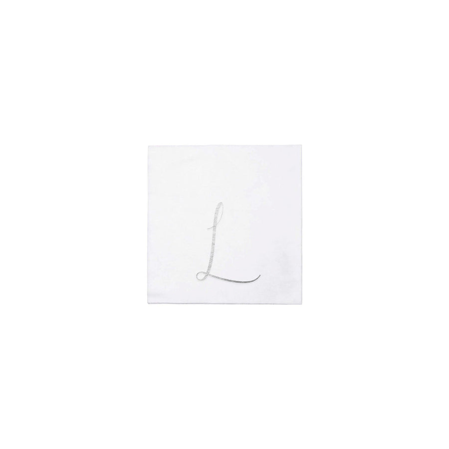 Papersoft Napkins Monogram Cockail Napkins Pack of 20 - L Silver