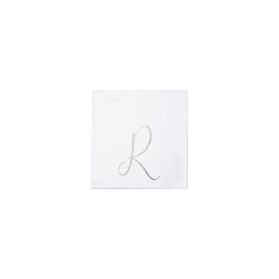 Papersoft Napkins Monogram Cockail Napkins Pack of 20 - R Silver