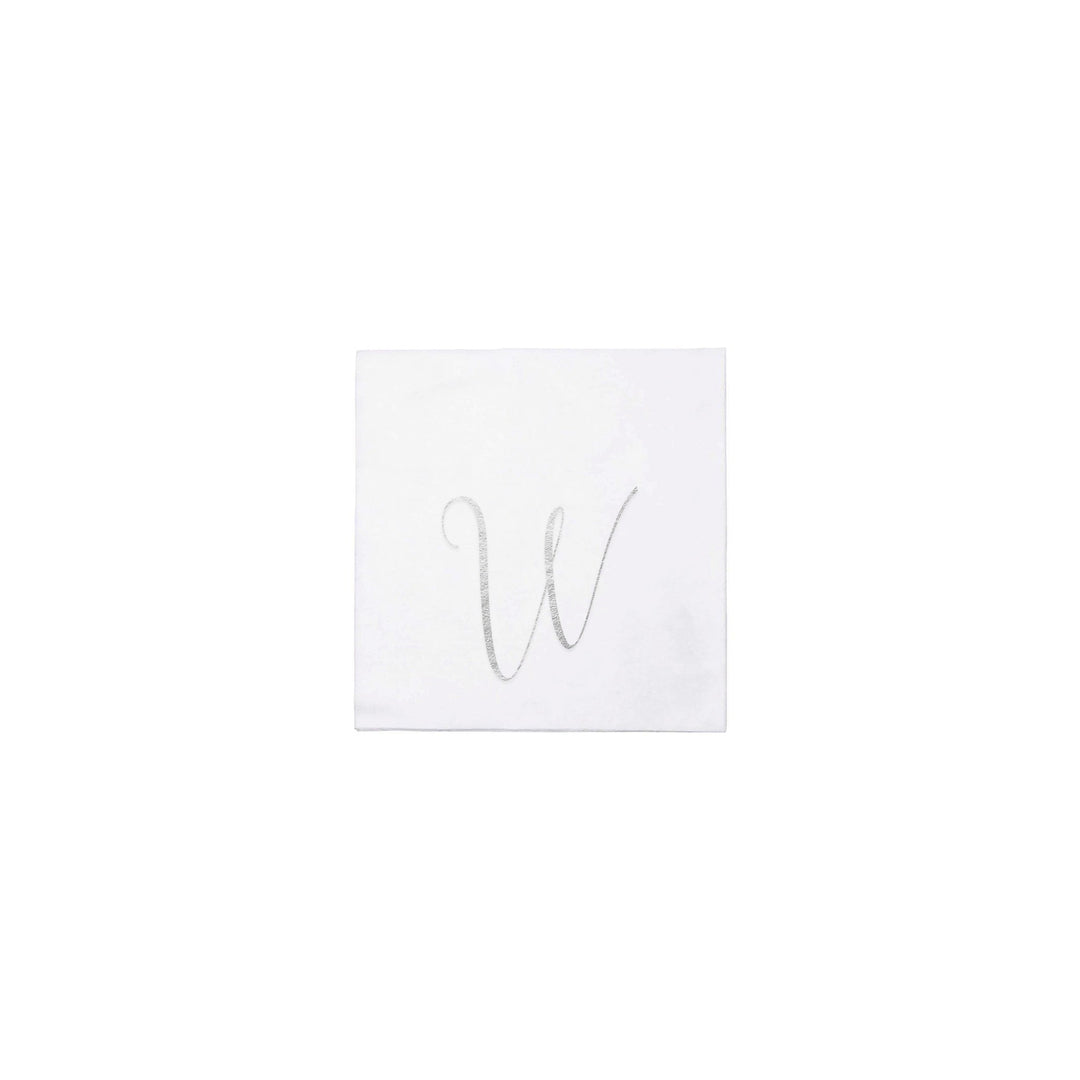 Papersoft Napkins Monogram Cockail Napkins Pack of 20 - W Silver