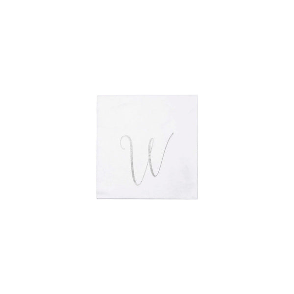 Papersoft Napkins Monogram Cockail Napkins Pack of 20 - W Silver