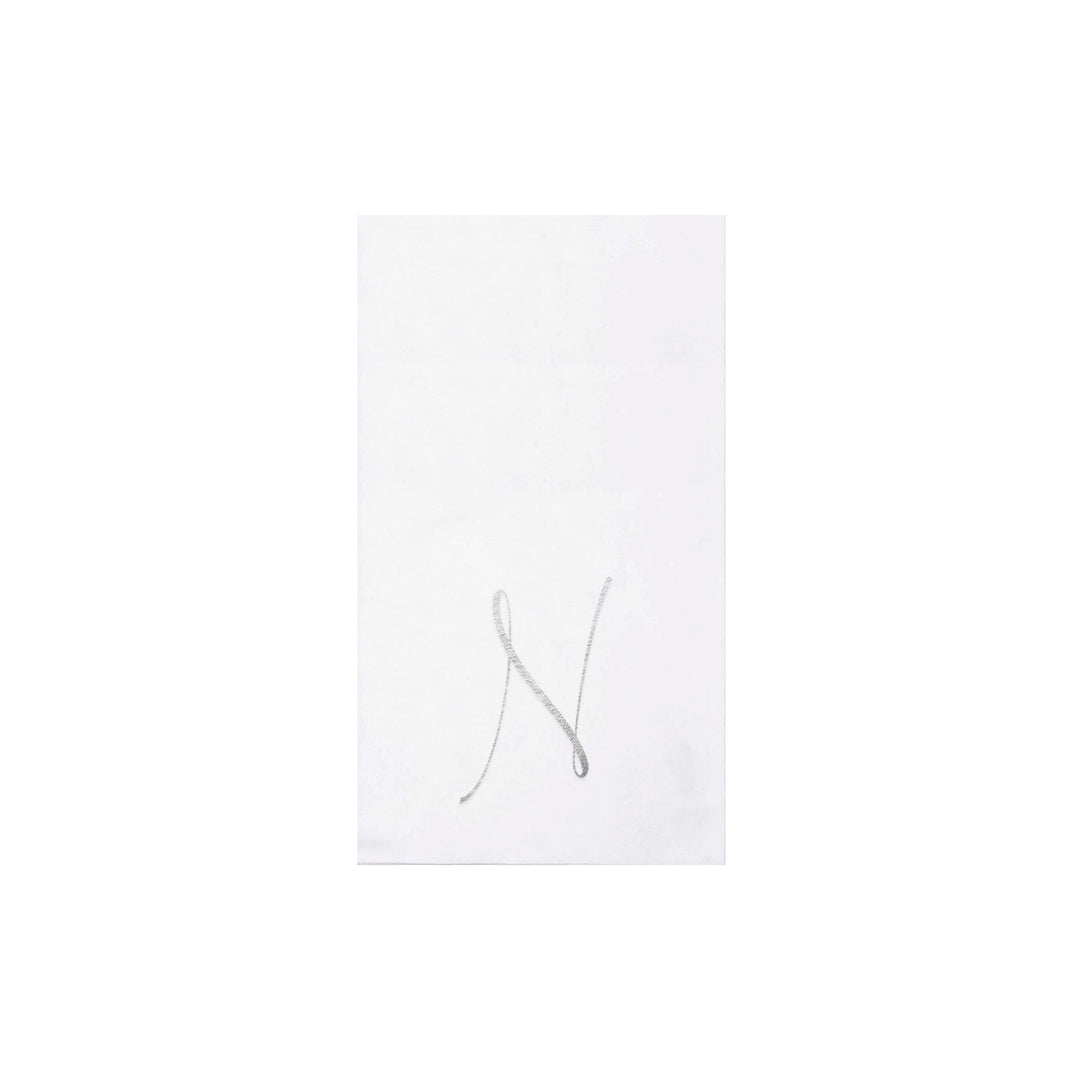 Papersoft Napkins Monogram Guest Towels Pack of 20 - N Silver