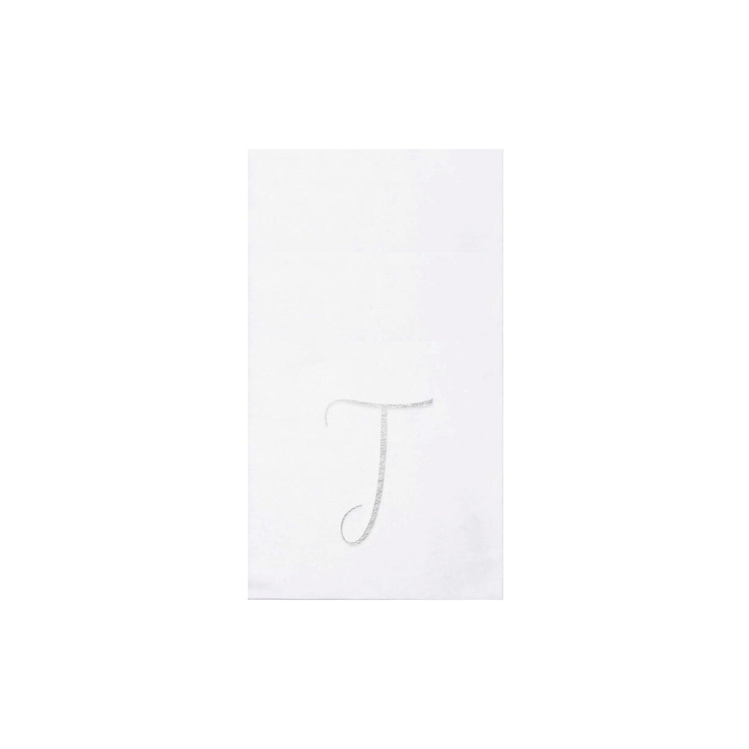 Papersoft Napkins Monogram Guest Towels Pack of 20 - T Silver