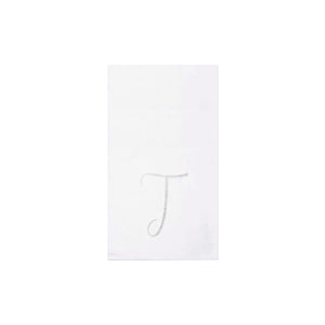 Papersoft Napkins Monogram Guest Towels Pack of 20 - T Silver