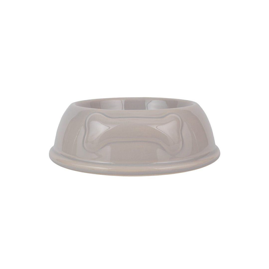 Large Dog Bowl w/ Bone - Beige