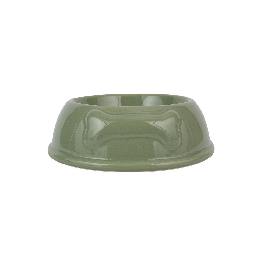 Large Dog Bowl w/ Bone - Sage