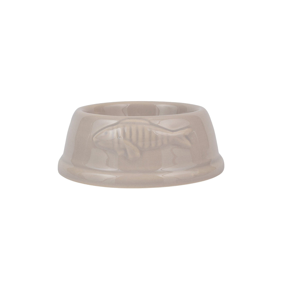 Cat Bowl w/ Fish - Beige