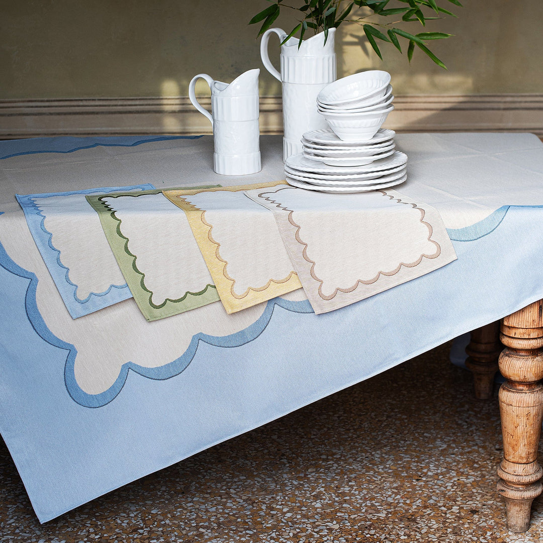 Tavola Blue Scalloped Tablecloth