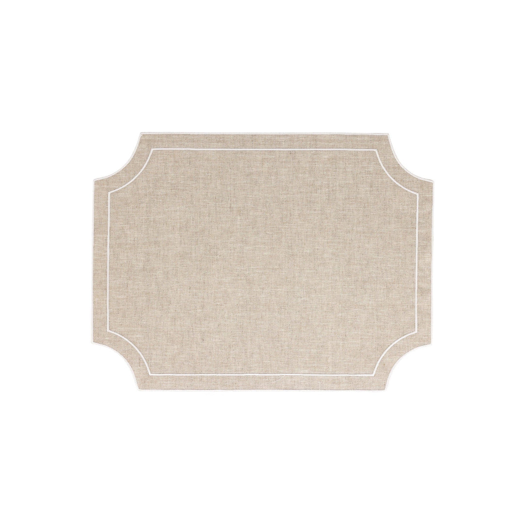 Tessuti Natural Rectangular Placemats with White Stitching - Set of 4