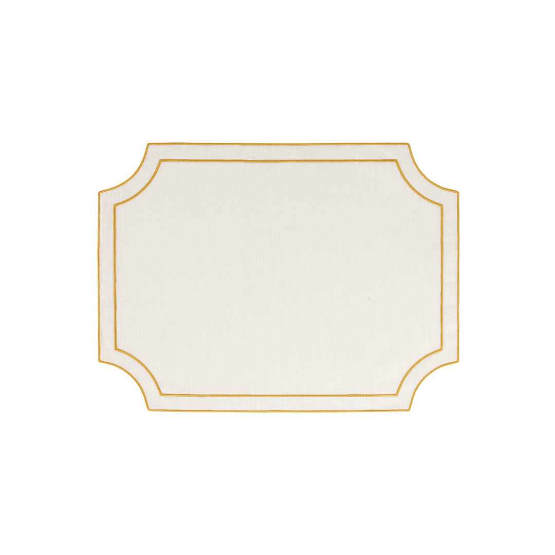 Tessuti White Rectangular Placemats with Gold Stitching - Set of 4