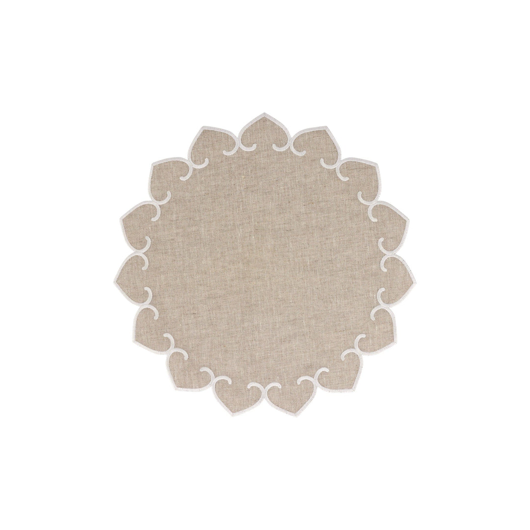 Tessuti Natural Round Placemats with White Stitching - Set of 4