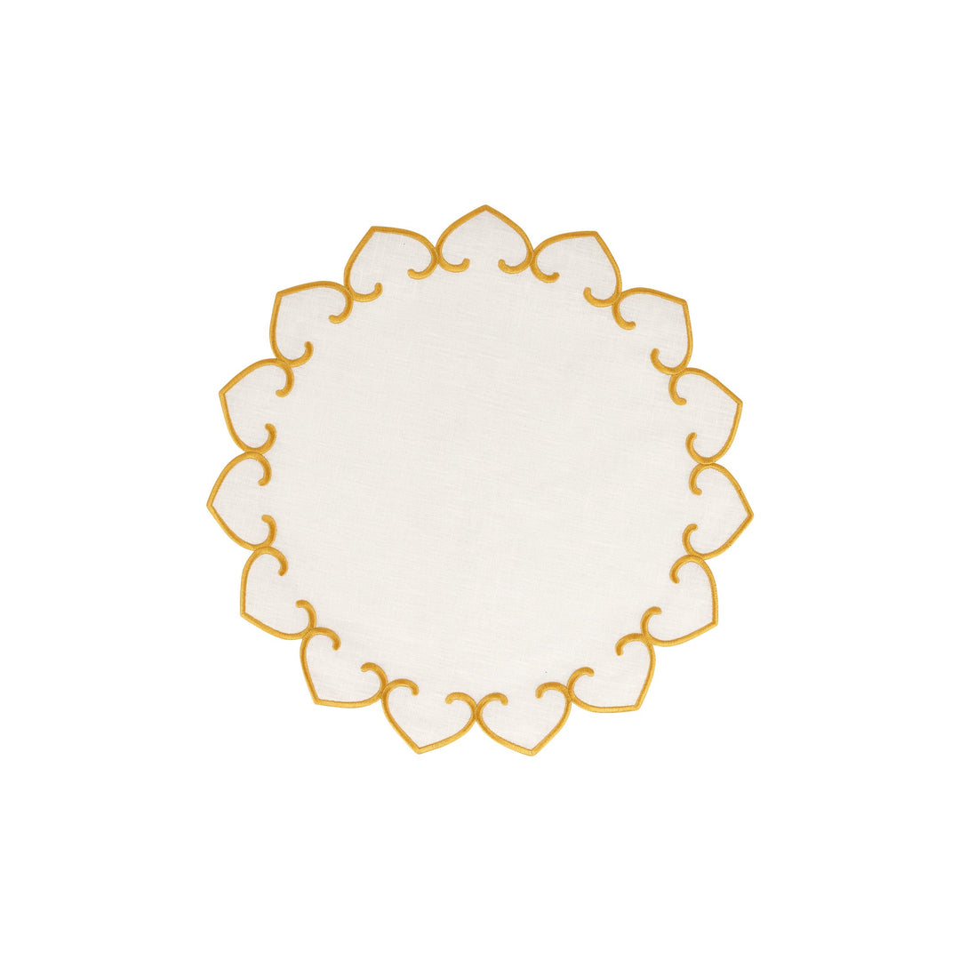 Tessuti White Round Placemats with Gold Stitching - Set of 4