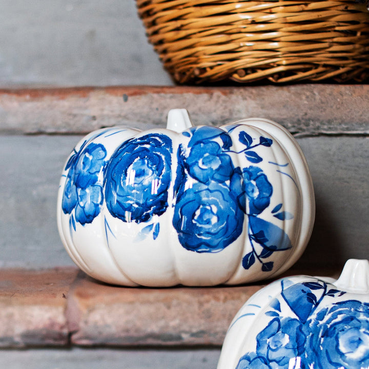 Blue Camellia Medium Figural Pumpkin