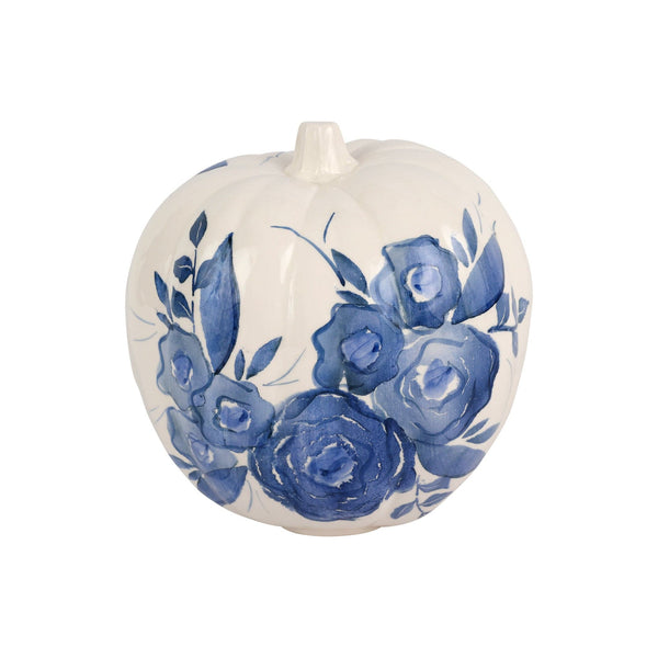 Blue Camellia Tall Figural Pumpkin