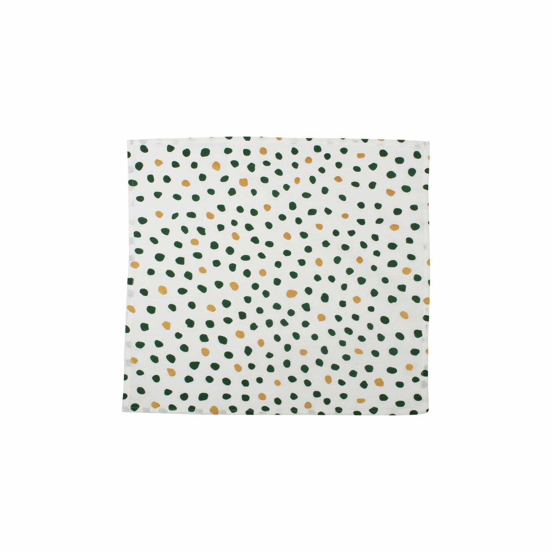 Bohemian Linens Dot Green/Gold Napkins - Set of 4