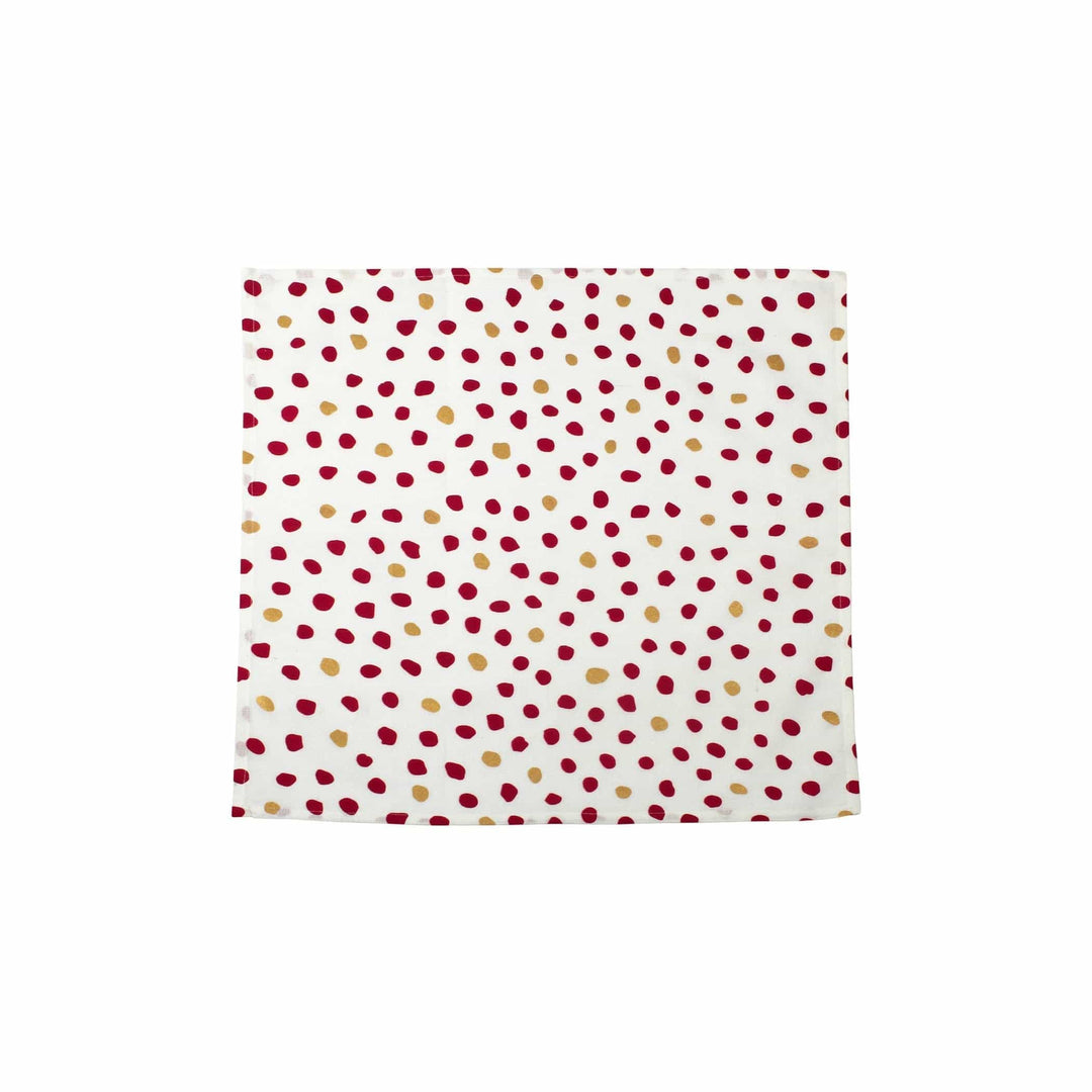 Bohemian Linens Dot Red/Gold Napkins - Set of 4