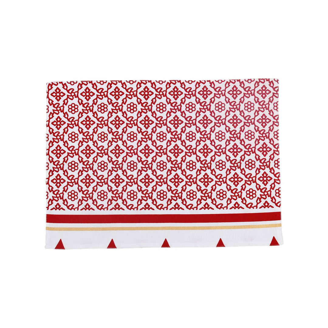 Bohemian Linens Tree Red/Gold Reversible Placemats - Set of 4